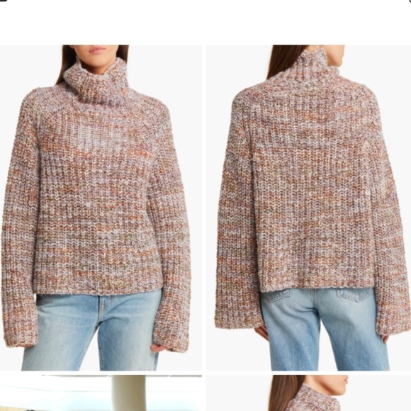 Rag & Bone Wool Blend Marled Funnel Neck Sweater Multicolor SZ L - Picture 15 of 16